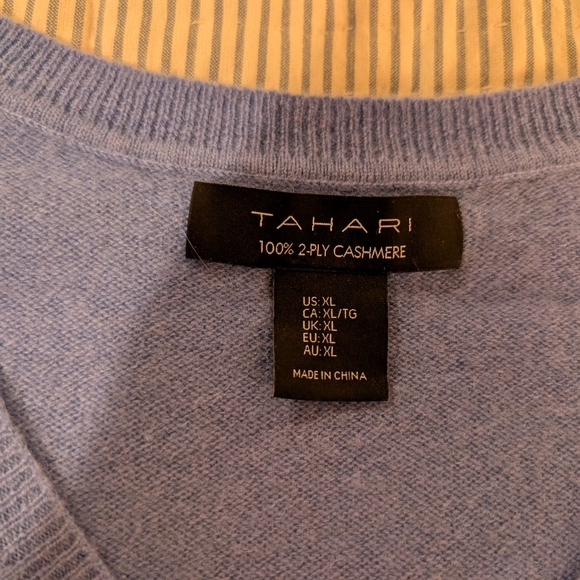 Tahari Sweaters - CASHMERE French Blue Sweater V Neck Tahari XL